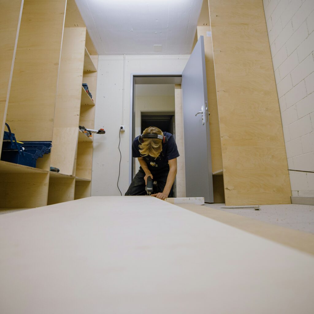 handyman working on a new closet in vestal, new york